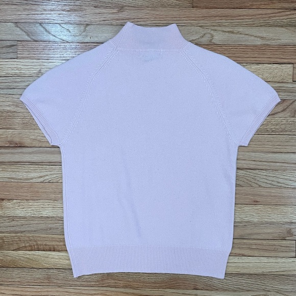 Kenar Short Sleeve Cashmere Pastel Pink Sweater with Rhinestone Details - Picture 6 of 7